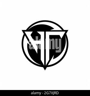 HT logo with triangle shape and circle rounded design template isolated on white background Stock Vector
