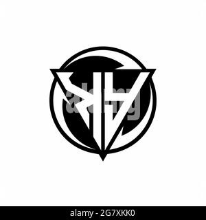 KY logo with triangle shape and circle rounded design template isolated on white background Stock Vector
