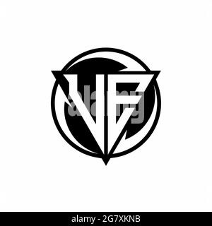UE logo with triangle shape and circle rounded design template isolated on white background Stock Vector