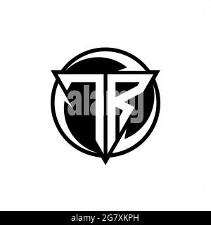 TR logo with triangle shape and circle rounded design template isolated on white background Stock Vector