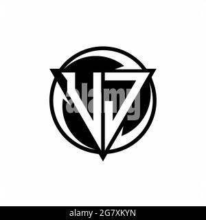 UJ logo with triangle shape and circle rounded design template isolated on white background Stock Vector