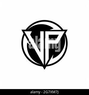 VP logo with triangle shape and circle rounded design template isolated on white background Stock Vector
