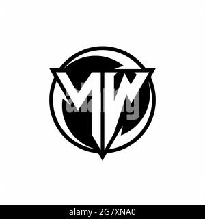 NW logo with triangle shape and circle rounded design template isolated on white background Stock Vector