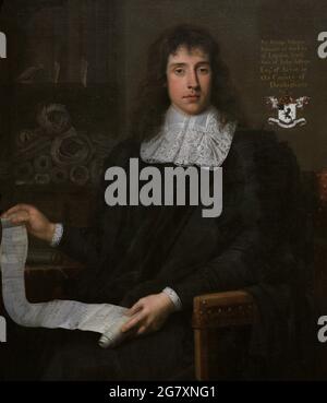 George Jeffreys, 1st Baron Jeffreys of Wem (1645-1689), known as 'The Hanging Judge'. English judge and Lord Chancellor (1685-1688). He condemned hundreds to death after Monmouth's Rebellion in 1685. Portrait by John Michael Wright (1617-1694). Oil on canvas (121,3 x 101 cm), 1673. National Portrait Gallery. London, England, United Kingdom. Stock Photo