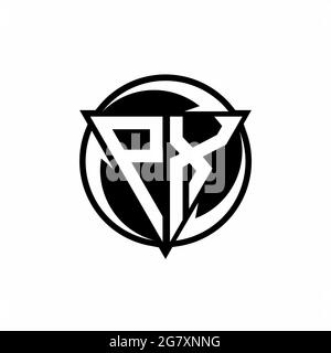 PX logo with triangle shape and circle rounded design template isolated on white background Stock Vector