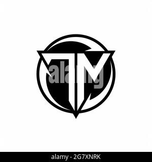 TN logo with triangle shape and circle rounded design template isolated on white background Stock Vector