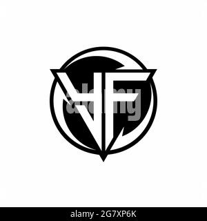 YF logo with triangle shape and circle rounded design template isolated on white background Stock Vector