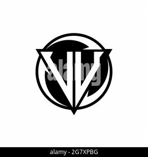 VU logo with triangle shape and circle rounded design template isolated on white background Stock Vector