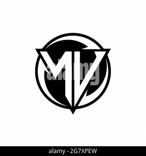 NV logo with triangle shape and circle rounded design template isolated on white background Stock Vector