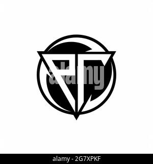 PT logo with triangle shape and circle rounded design template isolated on white background Stock Vector