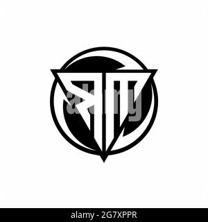 RM logo with triangle shape and circle rounded design template isolated on white background Stock Vector