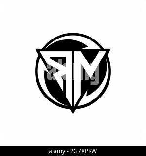 RN logo with triangle shape and circle rounded design template isolated on white background Stock Vector