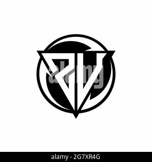 ZU logo with triangle shape and circle rounded design template isolated on white background Stock Vector