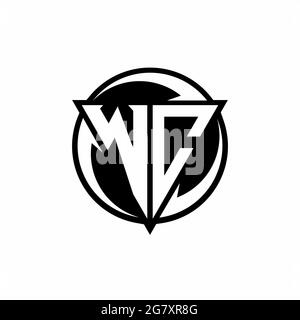 WC logo with triangle shape and circle rounded design template isolated on white background Stock Vector