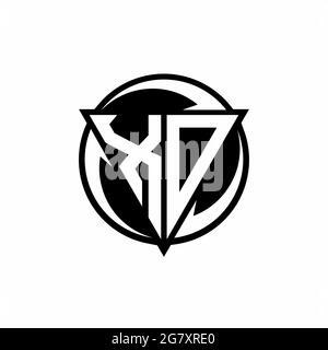 XO logo with triangle shape and circle rounded design template isolated on white background Stock Vector