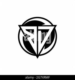 BD logo with triangle shape and circle rounded design template isolated on white background Stock Vector