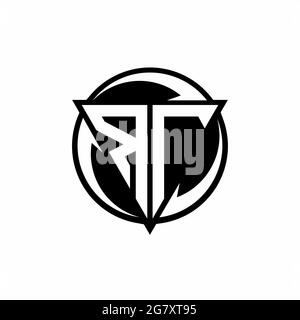 RT logo with triangle shape and circle rounded design template isolated on white background Stock Vector