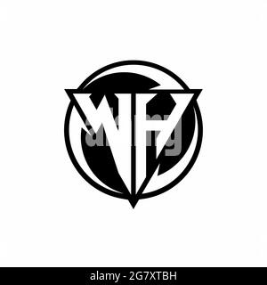 WH logo with triangle shape and circle rounded design template isolated on white background Stock Vector