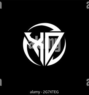 XO logo with triangle shape and circle rounded design template isolated on black background Stock Vector