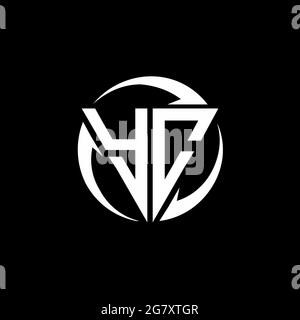 YC logo with triangle shape and circle rounded design template isolated on black background Stock Vector