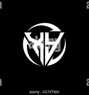 XY logo with triangle shape and circle rounded design template isolated on black background Stock Vector