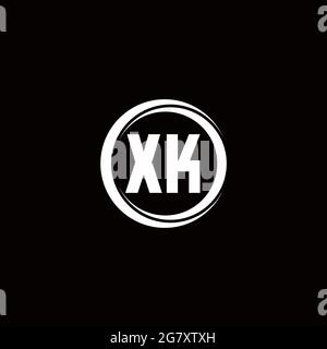 XK logo initial letter monogram with circle slice rounded design template isolated in black background Stock Vector