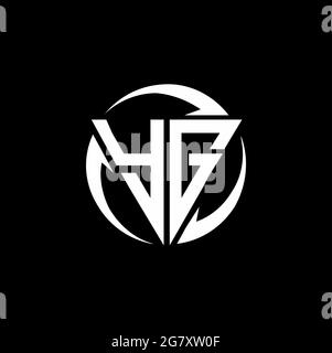 YG logo with triangle shape and circle rounded design template isolated on black background Stock Vector