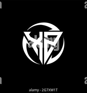 XZ logo with triangle shape and circle rounded design template isolated on black background Stock Vector