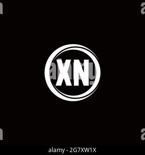 XN logo initial letter monogram with circle slice rounded design template isolated in black background Stock Vector