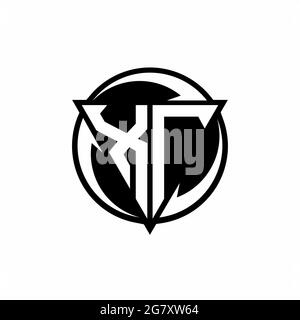 XT logo with triangle shape and circle rounded design template isolated on white background Stock Vector
