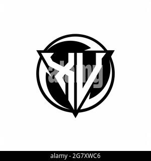 XU logo with triangle shape and circle rounded design template isolated on white background Stock Vector