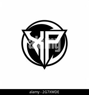 XP logo with triangle shape and circle rounded design template isolated on white background Stock Vector