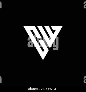 CW Logo letter monogram with triangle shape design template isolated on black background Stock Vector