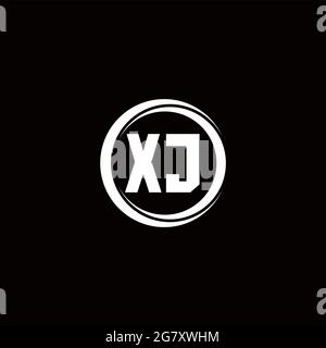 XJ logo initial letter monogram with circle slice rounded design template isolated in black background Stock Vector