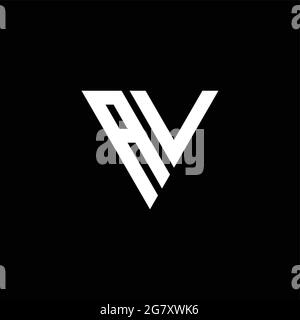 AV Logo letter monogram with triangle shape design template isolated on black background Stock Vector