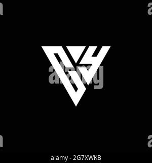 CY Logo letter monogram with triangle shape design template isolated on black background Stock Vector