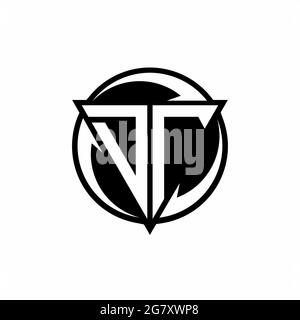 DT logo with triangle shape and circle rounded design template isolated on white background Stock Vector