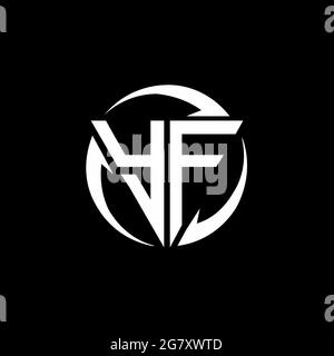 YF logo with triangle shape and circle rounded design template isolated on black background Stock Vector