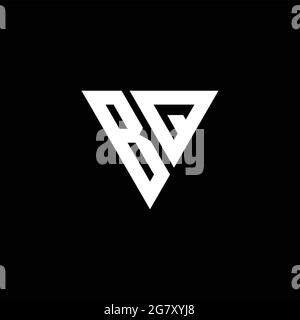 BQ Logo letter monogram with triangle shape design template isolated on black background Stock Vector