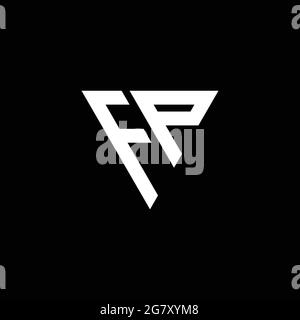 FP Logo letter monogram with triangle shape design template isolated on black background Stock Vector