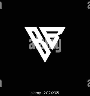 BB Logo letter monogram with triangle shape design template isolated on black background Stock Vector