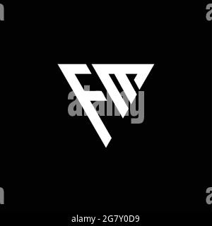 FM Logo letter monogram with triangle shape design template isolated on black background Stock Vector