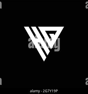 HQ Logo letter monogram with triangle shape design template isolated on black background Stock Vector