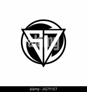 SD logo with triangle shape and circle rounded design template isolated on white background Stock Vector
