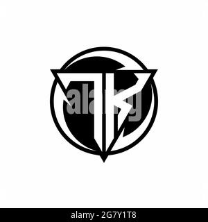 TK logo with triangle shape and circle rounded design template isolated on white background Stock Vector