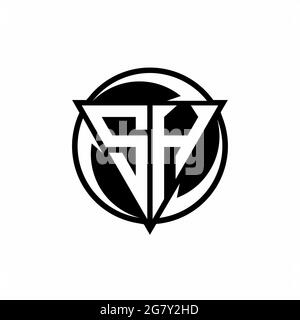 SH logo with triangle shape and circle rounded design template isolated on white background Stock Vector