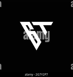GT Logo letter monogram with triangle shape design template isolated on black background Stock Vector