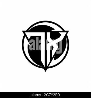 TX logo with triangle shape and circle rounded design template isolated on white background Stock Vector