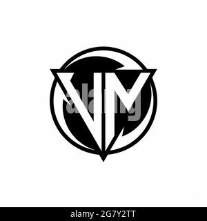 VN logo with triangle shape and circle rounded design template isolated on white background Stock Vector