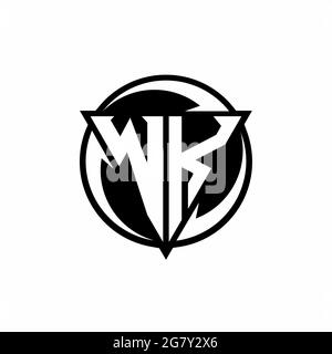 WK logo with triangle shape and circle rounded design template isolated on white background Stock Vector